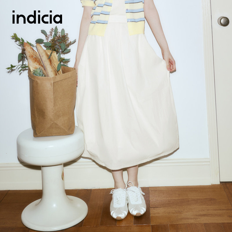 indicia标记商场同款2026夏季新款女装半身裙米白色裙子L2B6QZ097