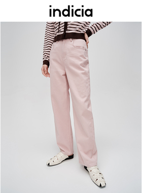 indicia标记商场同款夏季新款简约粉色休闲牛仔裤女6B404NK191C