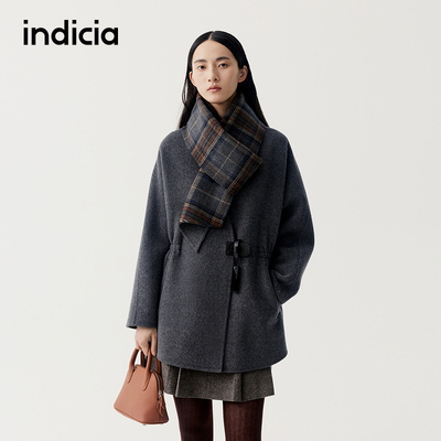 indicia标记商场同款2025冬季女装羊毛大衣女毛呢外套F2D5DY505C