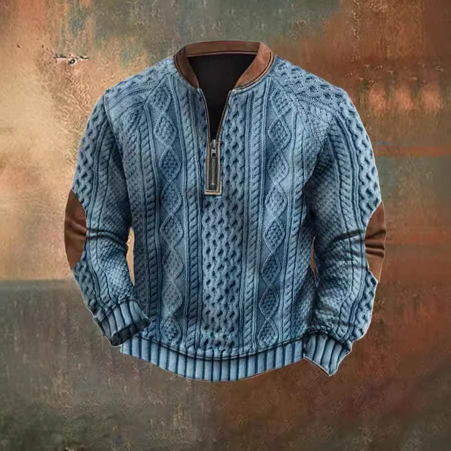 跨境欧美拉链卫衣男士3D印花男士半拉链卫衣欧美秋冬印花卫衣