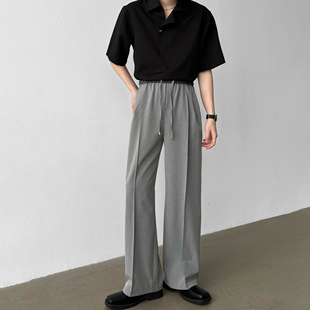 高级感休闲松紧腰西裤 韩系三本针宽松直筒西裤 男 春季 男笙HOME