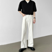 2021M直筒A字宽松休闲牛仔裤 男笙HOME秋冬季 cleanfit白色牛仔裤 男