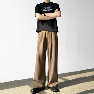 老钱高品质三本针双压褶设计A字直筒宽松阔腿西裤 男笙 2026春夏季