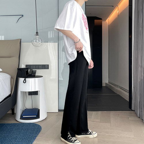 2026春季垂感侧面开叉直筒西裤男