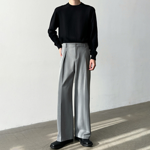 A字阔腿西裤 款 春季 四季 高品质三本针工艺阔腿宽松西裤 男笙