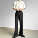 裤 男笙 韩系休闲直筒微宽松微喇西装 高品质高腰微喇西裤 男 春夏季