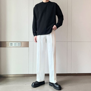 春季 裤 韩版 男白色休闲宽松阔腿西装 男 黑色垂感直筒西裤 男笙HOME