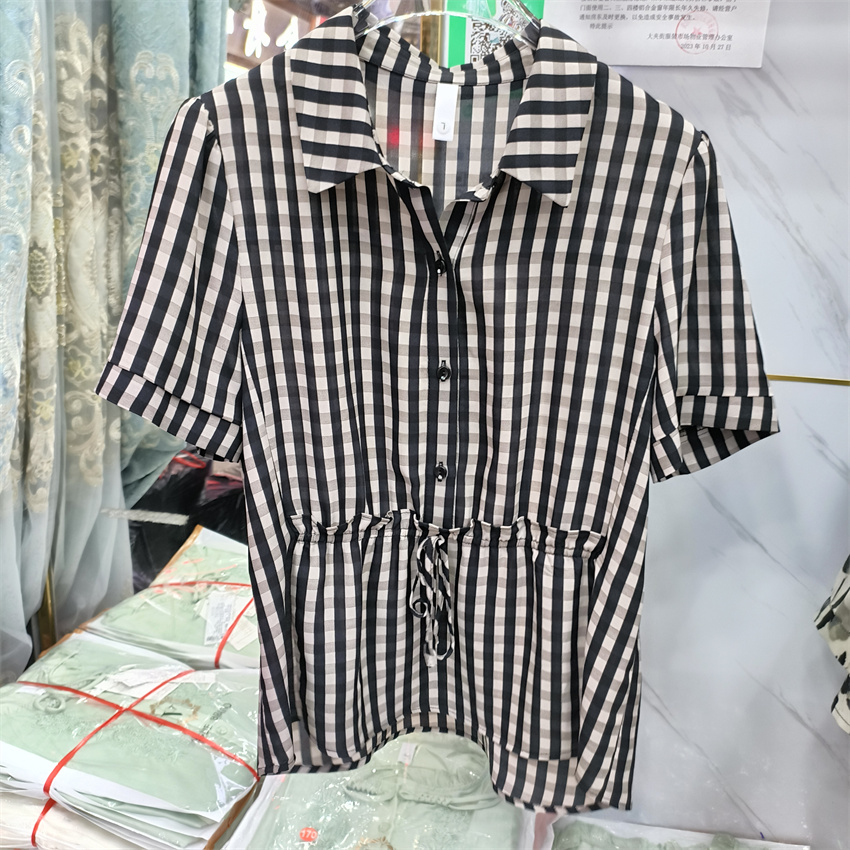 红美旺2024A-厂家授权夏款舒适贵妇韩版雪纺短袖小衫T恤衬衫