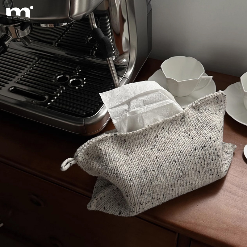 点点简约布艺针织车载挂式纸巾套