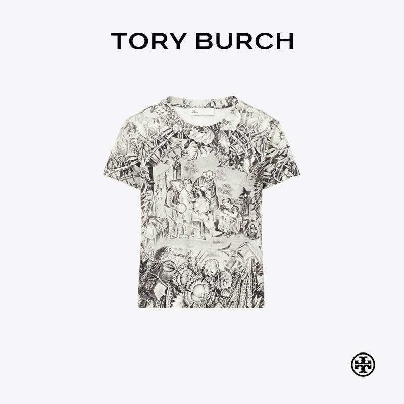TORY BURCH 汤丽柏琦 印花棉质短袖T恤 175574