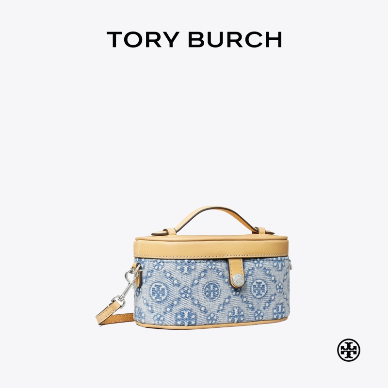 TORY BURCH 汤丽柏琦 T MONOGRAM 迷你丹宁手拿化妆盒子包 167749