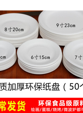 一次性白色纸盘 幼儿园纸盘子手工空白碟子盘子烧烤环保diy画画