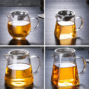 绿茶泡茶壶带茶漏家用茶壶单壶小茶具可加热烧水透明玻璃公道杯