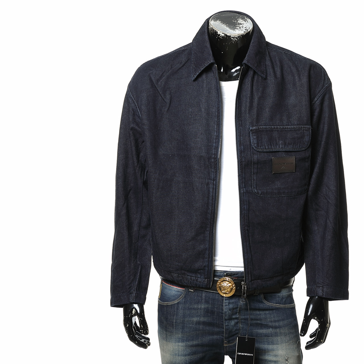 阿玛尼男士时尚休闲牛仔夹克