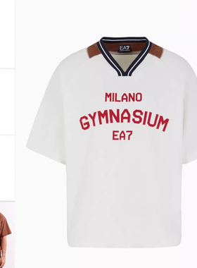 Armani/阿玛尼EA7 男士学院风宽松短袖V领T恤 7M000248 AF13508
