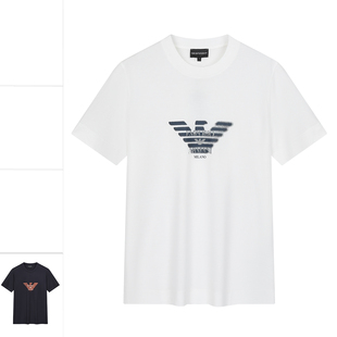 Armani/阿玛尼 EA 男士鹰标丝光棉圆领短袖T恤 EM006765 AF10017