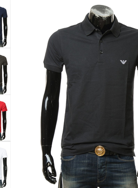 Armani/阿玛尼EA 男士刺绣鹰标简约休闲短袖POLO衫 211804 3R461