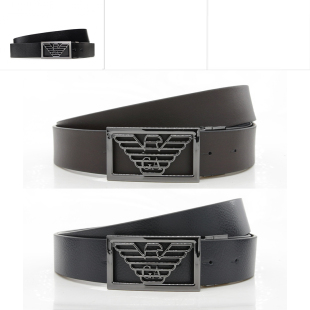 男士 时尚 鹰标2面用真皮皮带 Y134J Armani Y4S507 阿玛尼