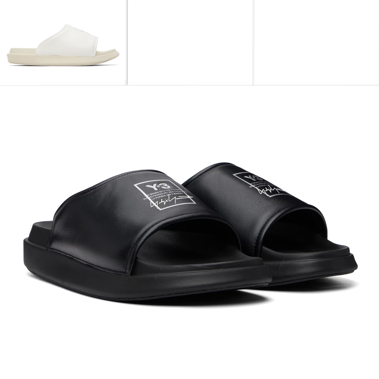 Y3 Y-3 海外直邮 男士潮牌增高时尚休闲纯色一字拖拖鞋 KI4032