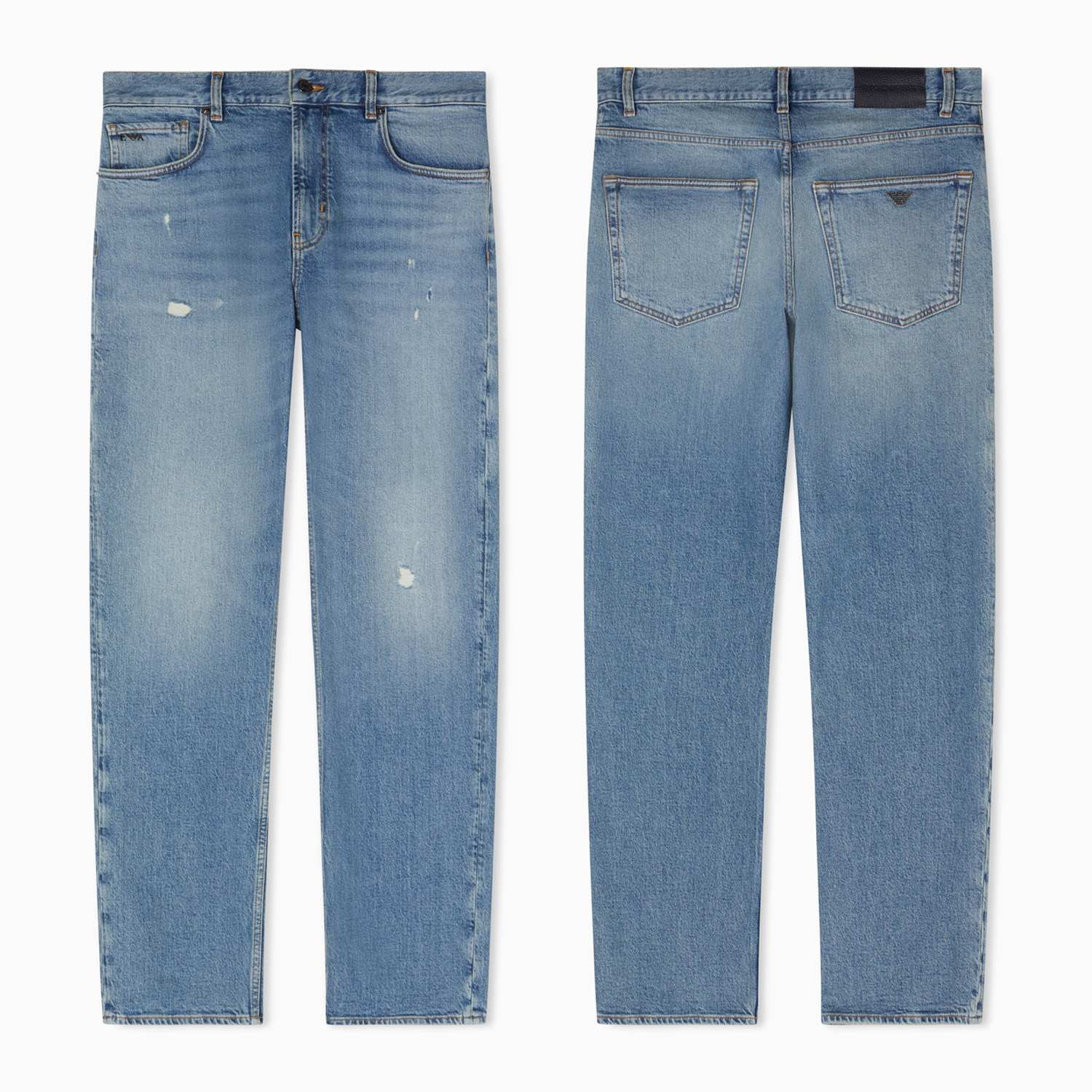 Armani/阿玛尼男士鹰标做旧破洞水洗长裤牛仔裤 EM000763 AF25398