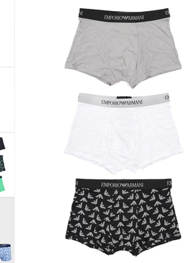 Armani/阿玛尼EA 男士时尚鹰标3件装四角裤平角内裤111625 4R722
