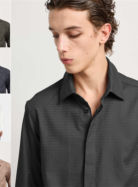 Armani/阿玛尼EA 男士老花鹰标时尚长袖衬衫 EM003755 AF18123