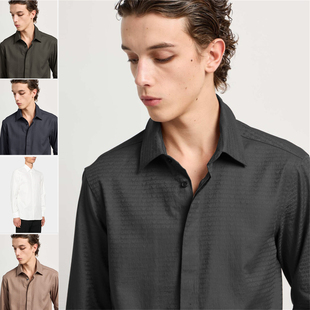 Armani/阿玛尼EA 男士老花鹰标时尚长袖衬衫 EM003755 AF18123