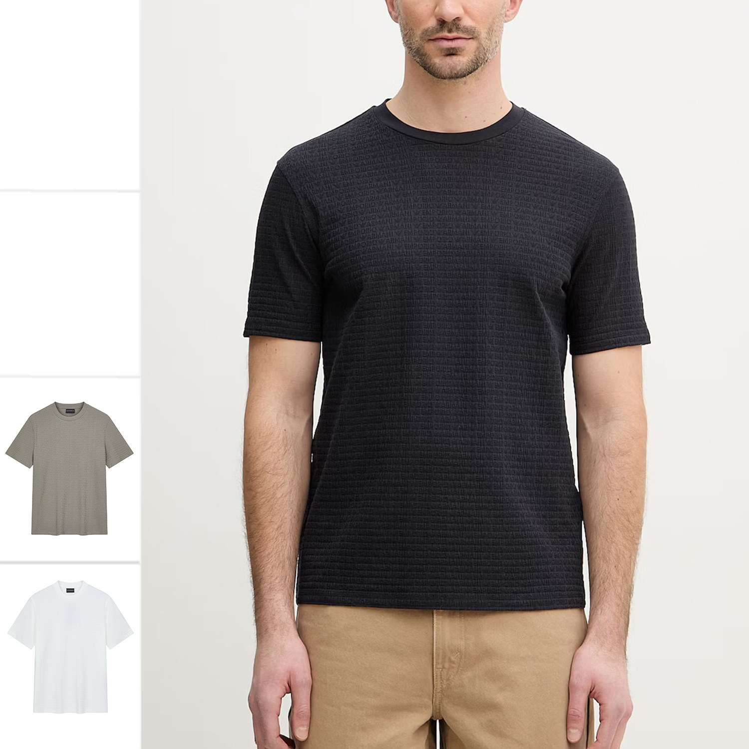 Armani/阿玛尼EA 男士时尚老花鹰标圆领短袖T恤 EM004594 AF10762