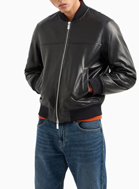 Armani/阿玛尼AX 男士时尚真皮夹克外套皮衣 XM000104 AF10500