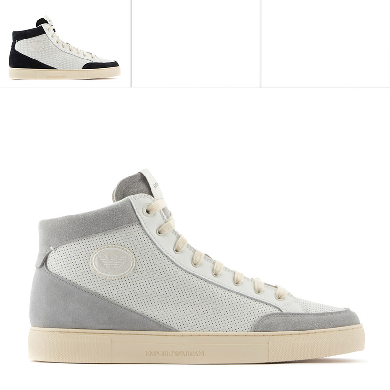armani/阿玛尼ea 男士时尚鹰标真皮高帮休闲鞋 x4z105 xn646