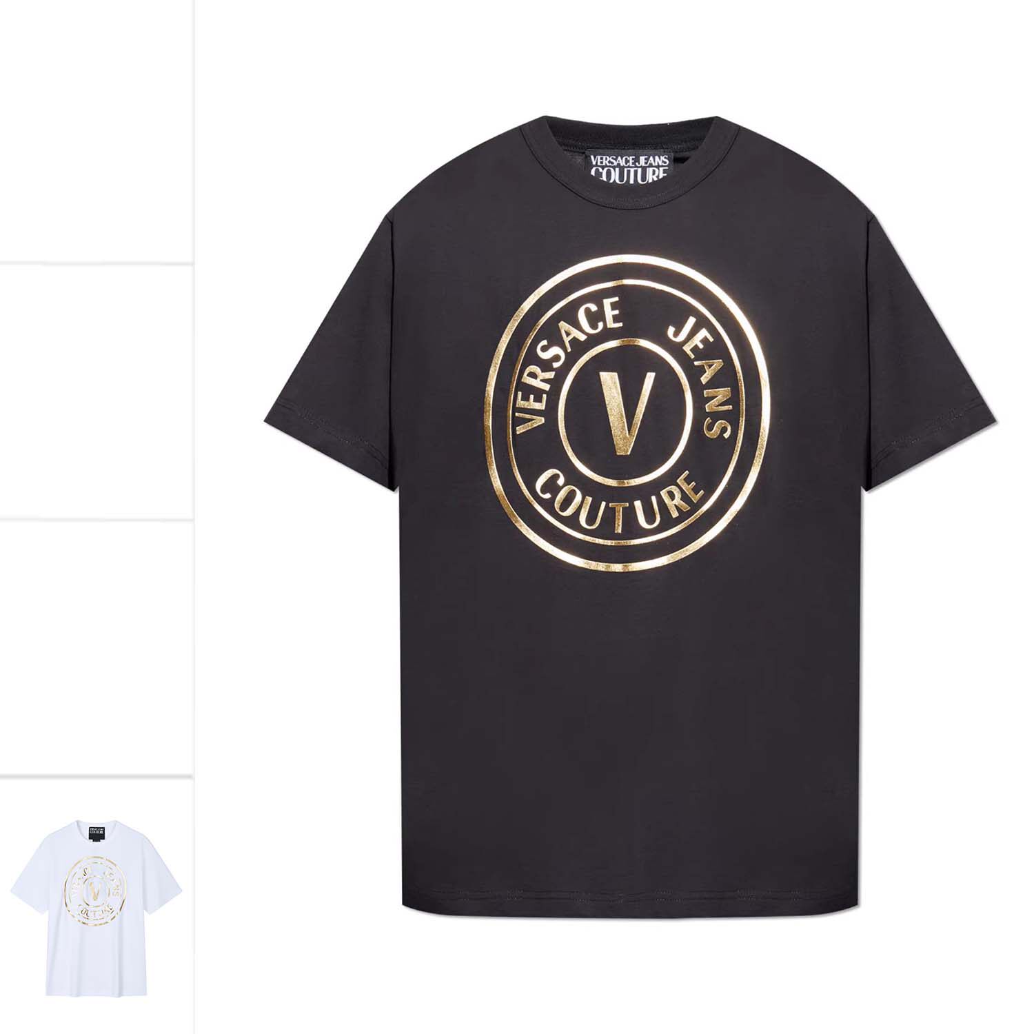 Versace/范思哲男士奢潮金标时尚休闲圆领短袖T恤 79GAHT01 CJ00T