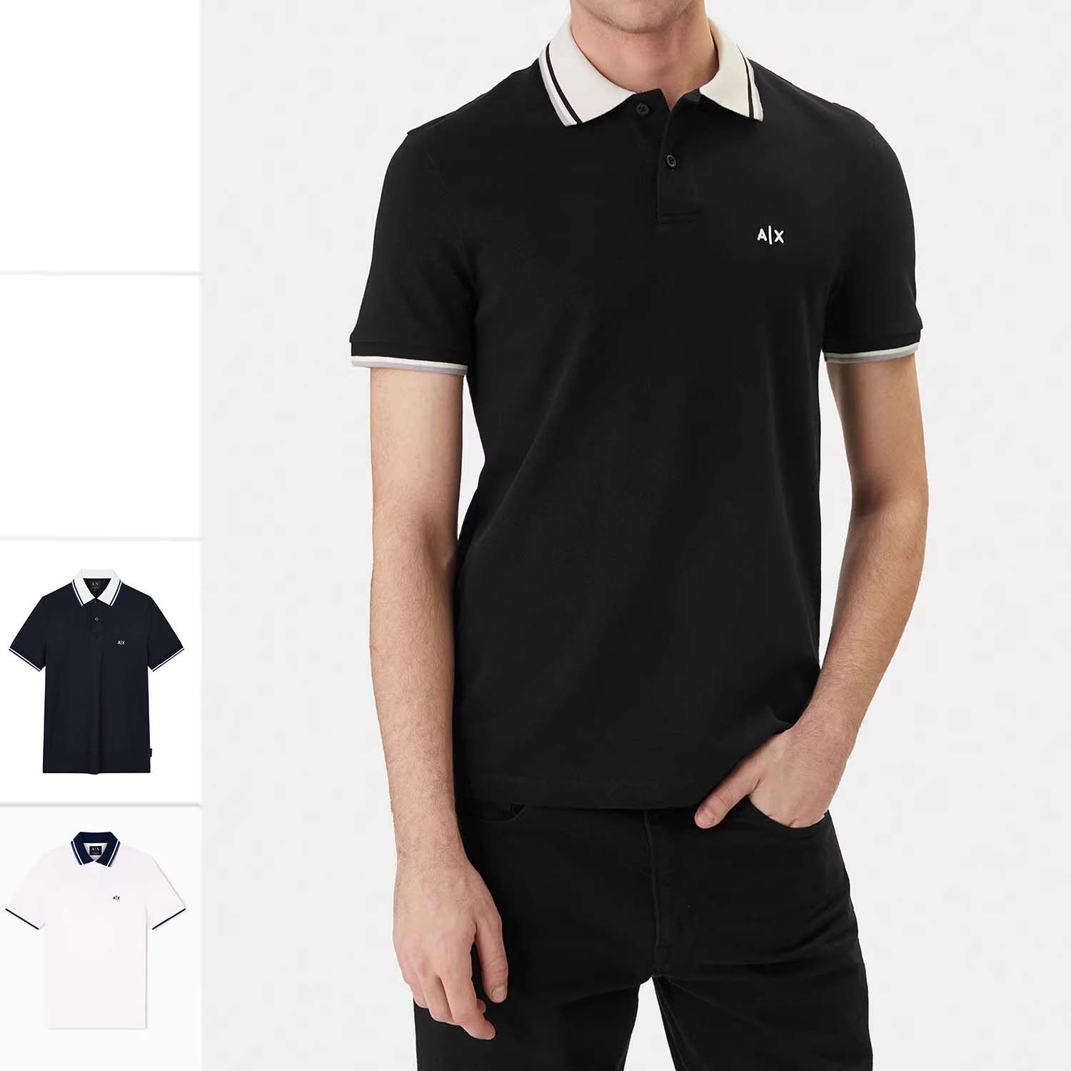 Armani/阿玛尼AX 男士拼色时尚休闲短袖POLO衫 XM002350 AF10366