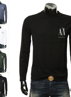 Armani/阿玛尼AX 海外直邮 男纯棉简约长袖圆领T恤 8NZTPL ZJH4Z