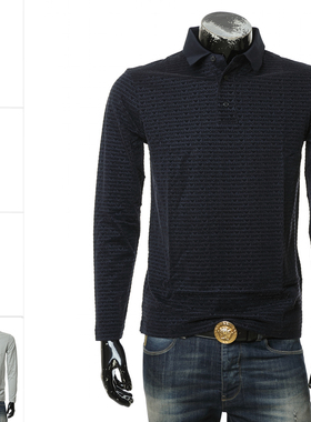 Armani/阿玛尼EA 男士满印时尚休闲长袖POLO衫 3D1FE7 1JUVZ