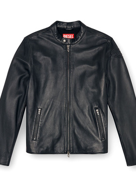 Diesel迪赛 男士时尚休闲潮牌真皮机车夹克外套皮衣 A14436 0AJIR