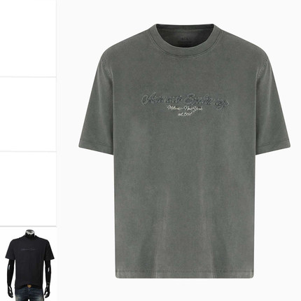 Armani/阿玛尼AX 男士奢潮做旧圆领纯棉短袖T恤 XM000567 AF13357