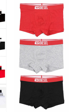 Diesel迪赛 男士潮牌3件装时尚舒适平角裤四角内裤 00ST3V 0GDAC