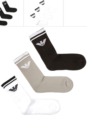 Armani/阿玛尼EA 男士鹰标3双装保暖高筒袜子 EM000554 AF18261