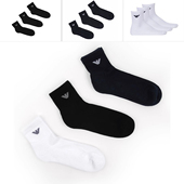 阿玛尼EA男士 时尚 鹰标舒适3双装 Armani 加绒中筒袜子304202 CC300