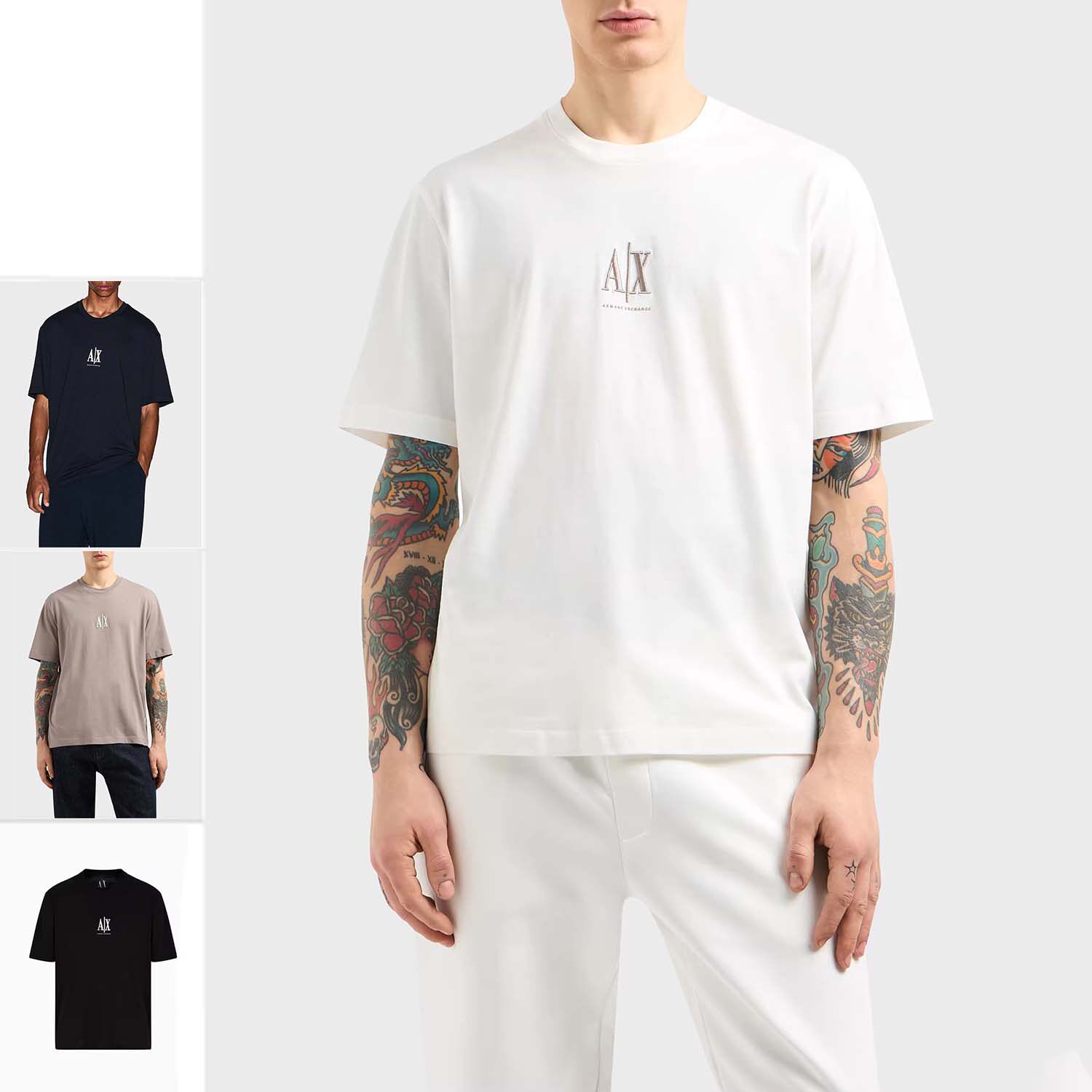 Armani/阿玛尼AX 男士休闲时尚圆领纯棉短袖T恤 XM000363 AF12308