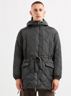 Armani/阿玛尼AX 男士连帽菱格长款保暖夹克外套 6DZL01 ZN4XZ