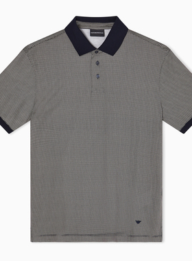 Armani/阿玛尼EA 男士刺绣鹰标拼色短袖POLO衫 EM005356 AF24857