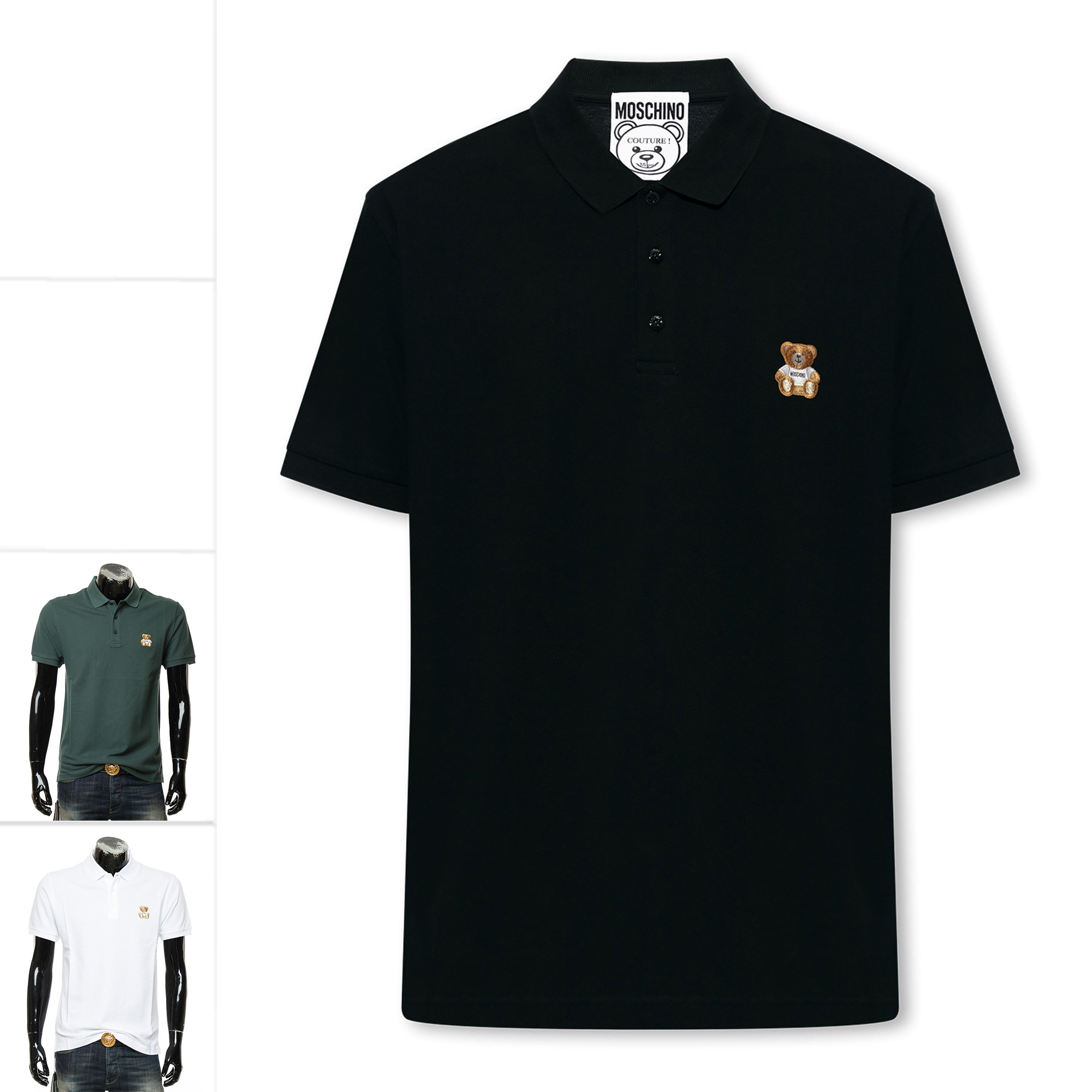 moschino/莫斯奇诺男士潮牌经典刺绣小熊短袖polo衫 v1603 2042