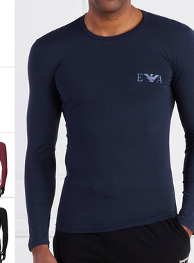 Armani/阿玛尼EA 男士鹰标修身弹力打底衫长袖T恤 111023 3F715