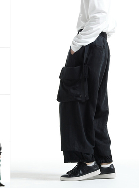 Y3 Y-3 男士潮牌宽松时尚大口袋工装裤阔腿长裤直筒休闲裤 JD3523