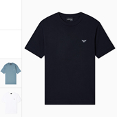 EM005396 Armani AF13715 刺绣鹰标纯棉圆领短袖 T恤 阿玛尼EA 男士