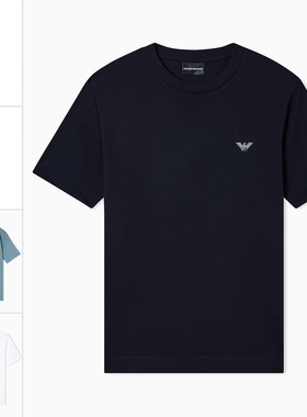 Armani/阿玛尼EA 男士刺绣鹰标纯棉圆领短袖T恤 EM005396 AF13715
