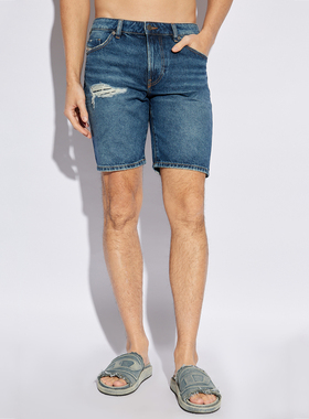 Diesel迪赛 D-FIN 男士潮牌修身破洞时尚短裤牛仔裤 A14621 0GRDY