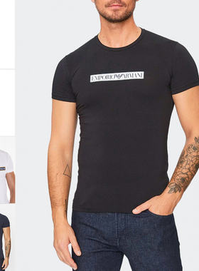 Armani/阿玛尼EA 男士鹰标修身弹力圆领打底短袖T恤 111035 3F517
