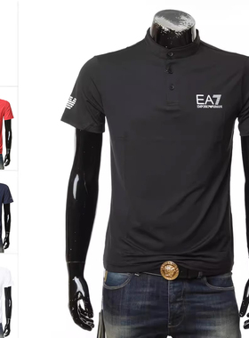 Armani/阿玛尼EA7 时尚鹰标门筒领男士短袖T恤8NPT21 PJEMZ
